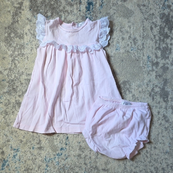 Kissy Kissy 6-9 Months Light Pink Dress With Bloomers Lace Trim 100% Pima Cotton - Picture 1 of 3